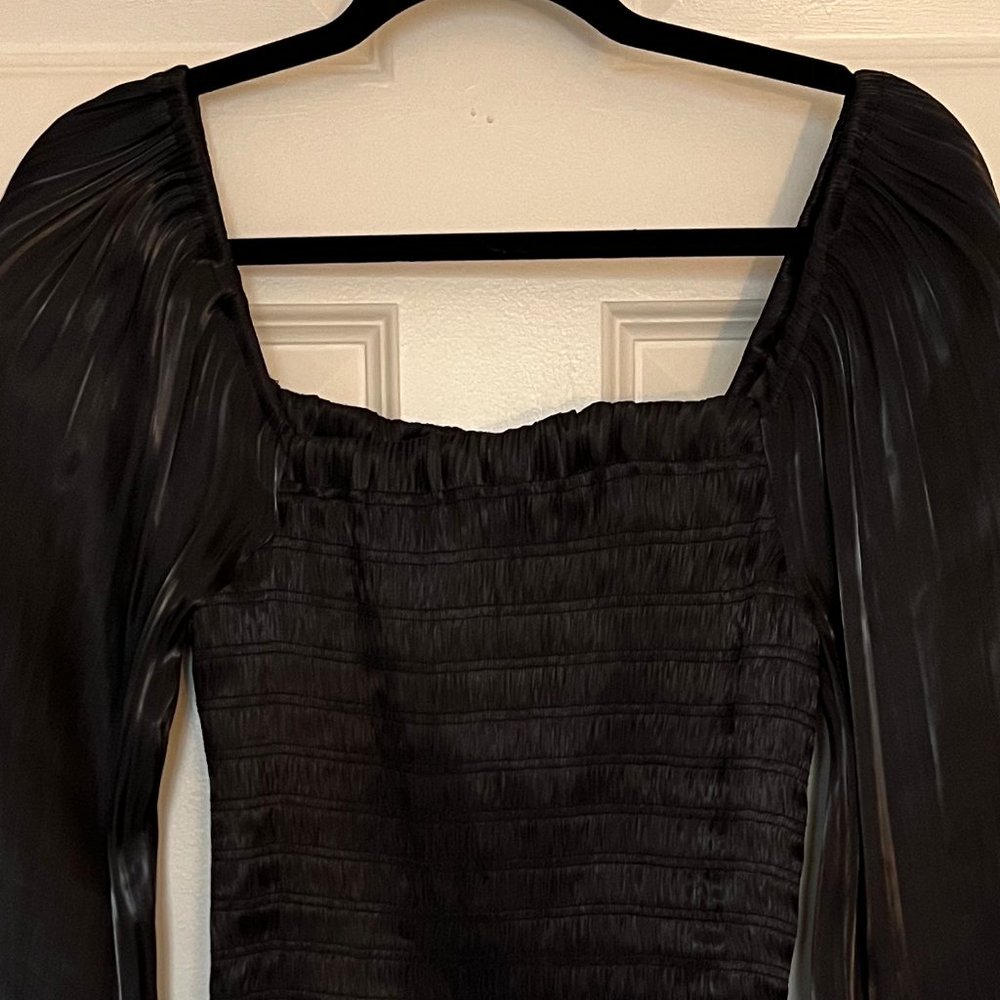 Black Rouched Long Sleeve Dress